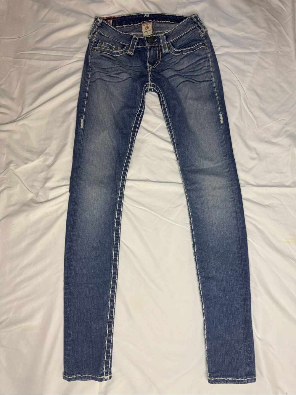 True Religion Stella Super T Skinny Jeans 26 Low Rise Light Wash Vintage USA Y2K
